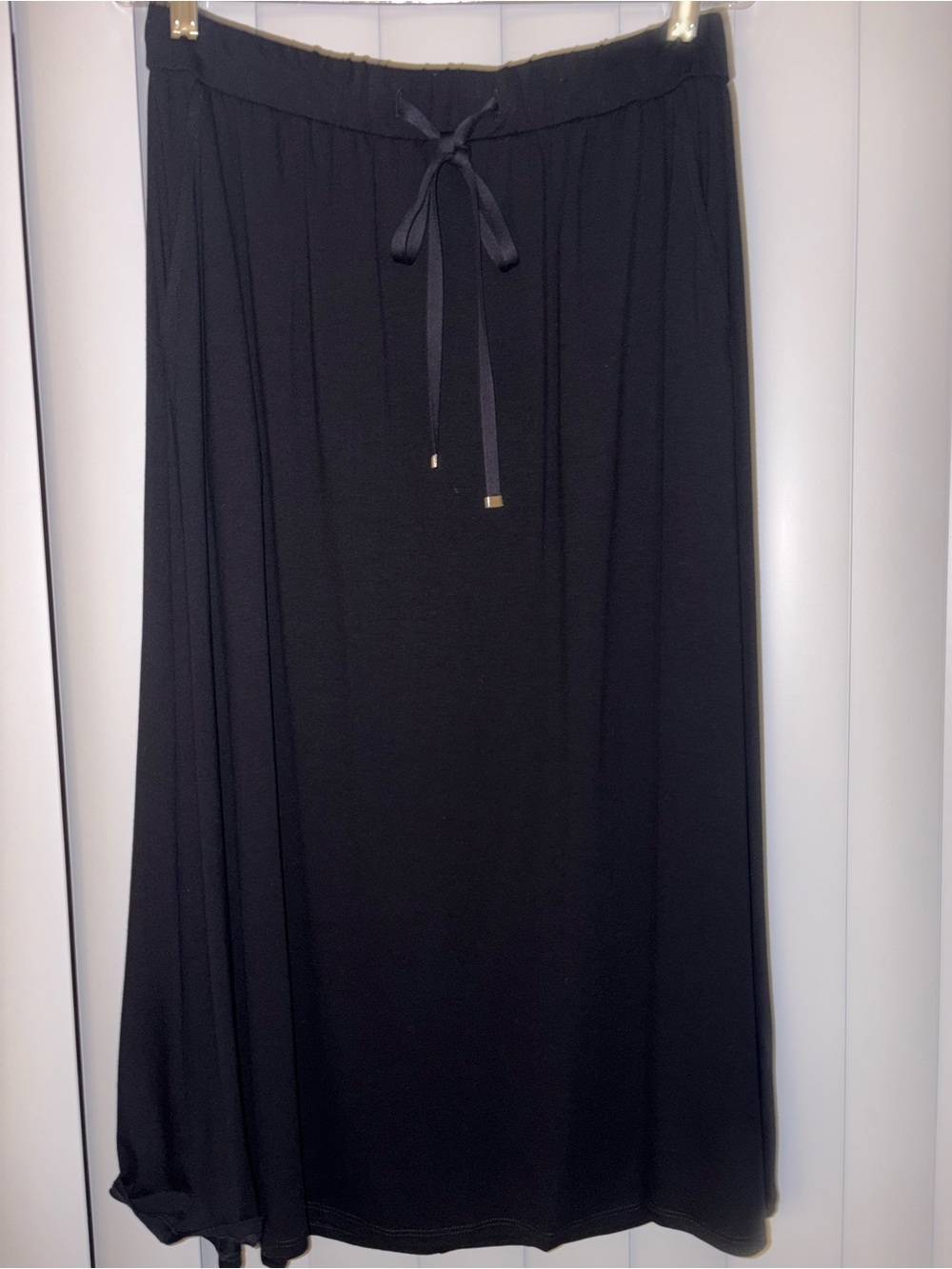 Eileen Fisher Black Drawstring Maxi Skirt